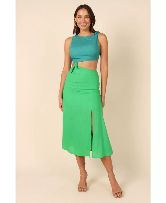 Petal & Pup Gabby Cut Out Dress in Green Splice