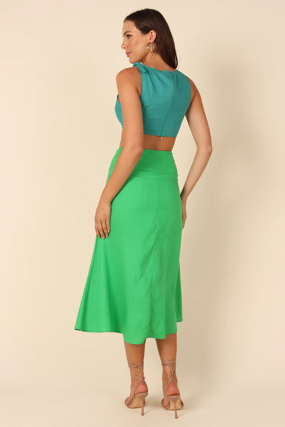 Petal & Pup Gabby Cut Out Dress in Green Splice